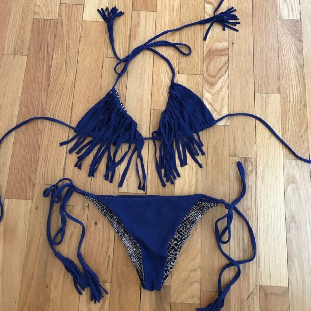 Acacia Blue Fringe Bikini Set
